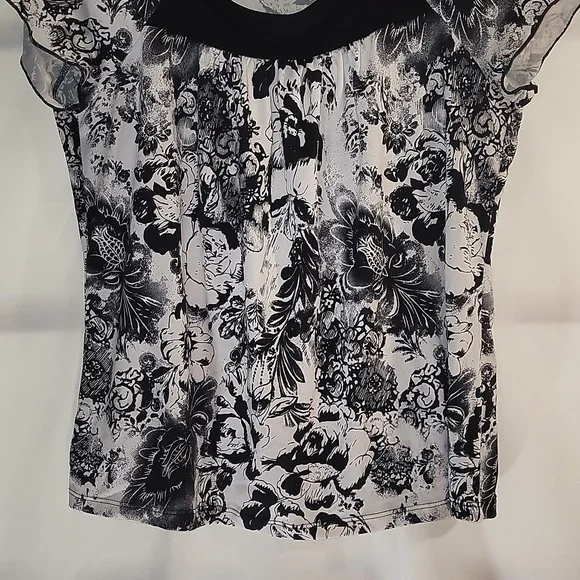 Carol Rose Black and White Blouse (M) - Picture 3 of 12